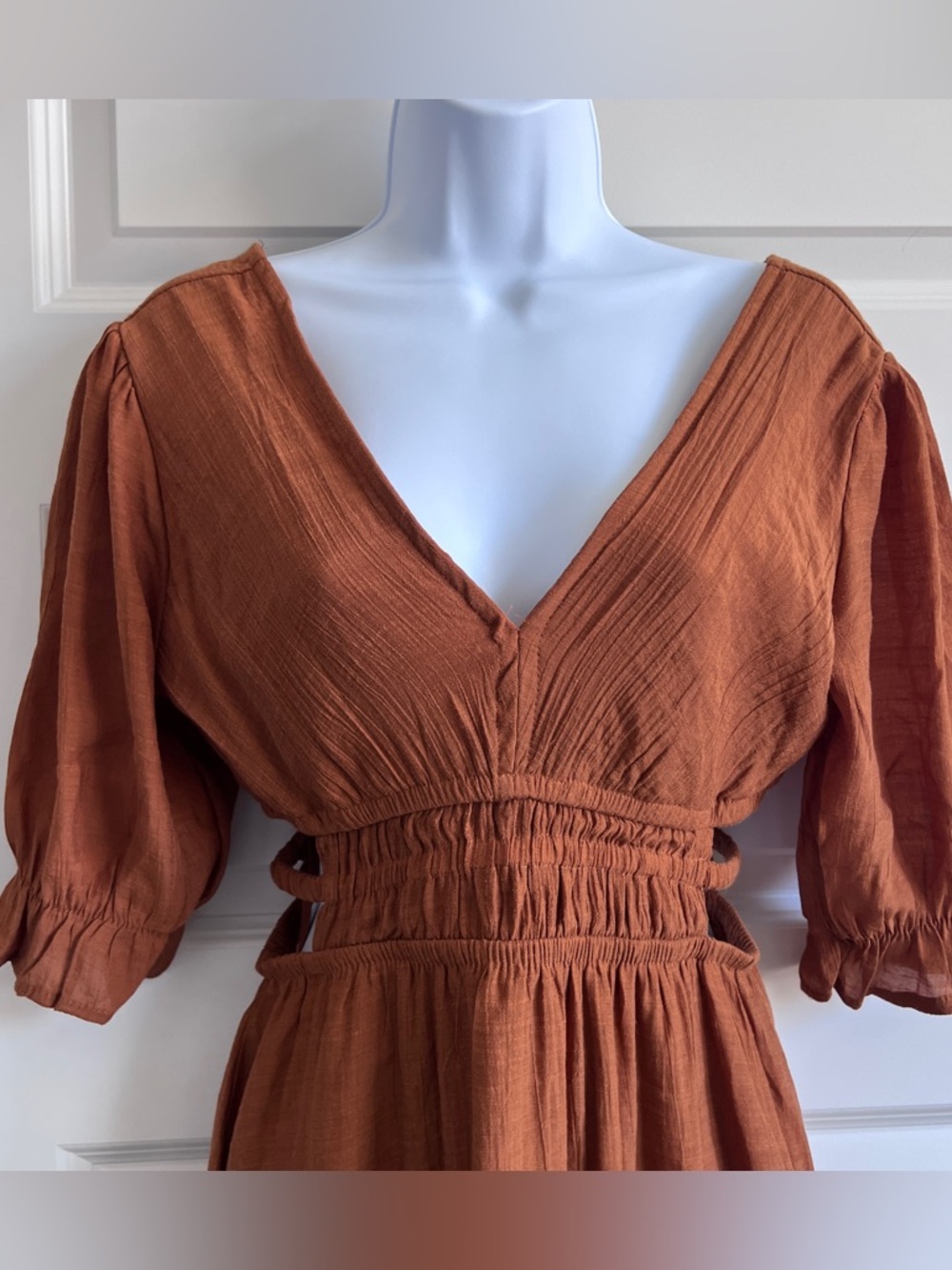 SPEED LIMIT Mini Terracotta Smocked Boho Goddess Sz Small NWT Free People - Picture 6 of 9